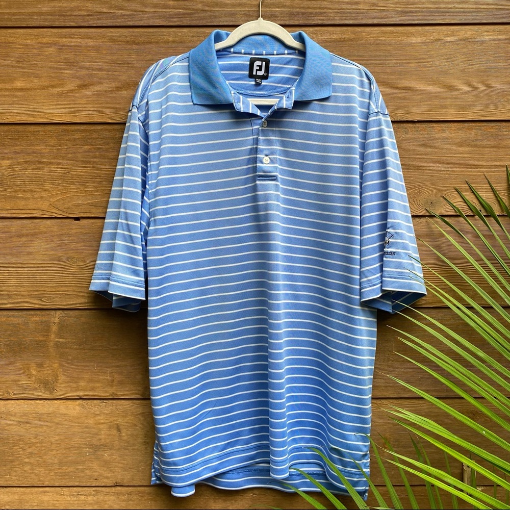 FootJoy Pale Blue and White Striped Golf Shirt